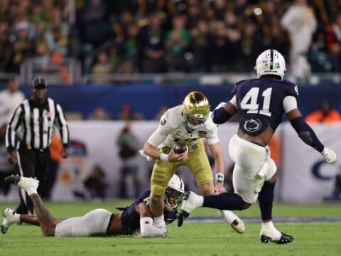 Notre Dame forced to play backup quarterback in Orange Bowl after starter Riley Leonard leaves with injury