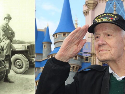 Disney's Magic Kingdom honors 100-year-old WWII veteran during flag retreat ceremony