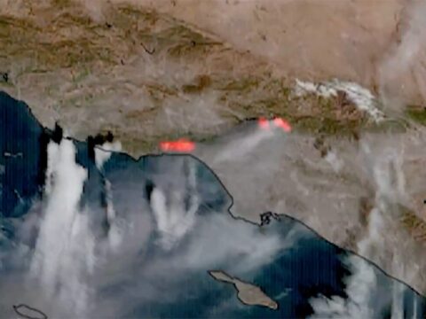 Space satellites track destructive path of 8 California wildfires