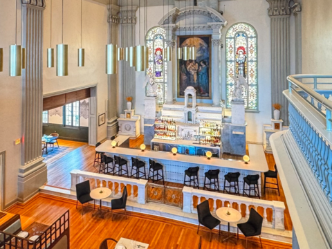 A Maryland hotel has a bar at the altar of a former school chapel, and critics want it moved